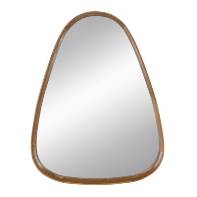 30"X38" Irrgeular Mirror With Wood Frame, Wall Mirror For Living Room Bathroom Entryway
