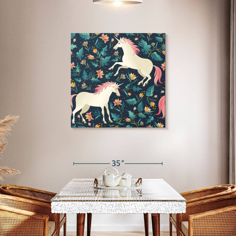 Ashelle Floral Unicorns, 36" H x 36" W