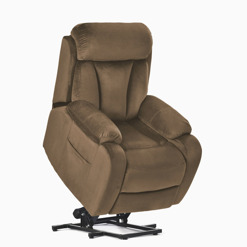 Fauteuil inclinable électrique avec repose-pieds Nicolay, Velours brun
