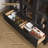 67" Tall Arched Bookcase With Glass Doors, 4-Tier Display Cabinet With Adjustable Shelves, Black-403579173