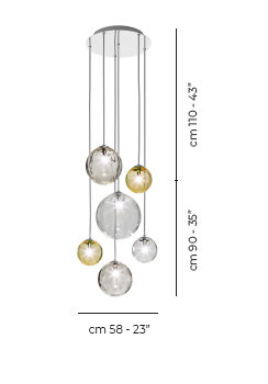 Puppet 6 - Light Pendant, Crystal Transparent/Smoky Transparent, Glossy Chrome
