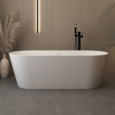 67" Freestanding Soaking Acrylic Bathtub