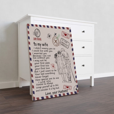 Love Letter To My Wife Gallery Wrapped Canvas - For Partner Decor, Beige And Black Home Decor