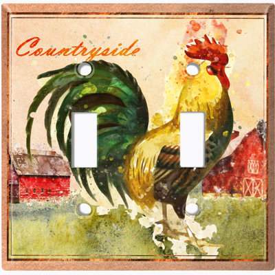Metal Light Switch Plate Outlet Cover (Animal Farm Country Side Yellow Chicken For Kitchen - Single Toggle)