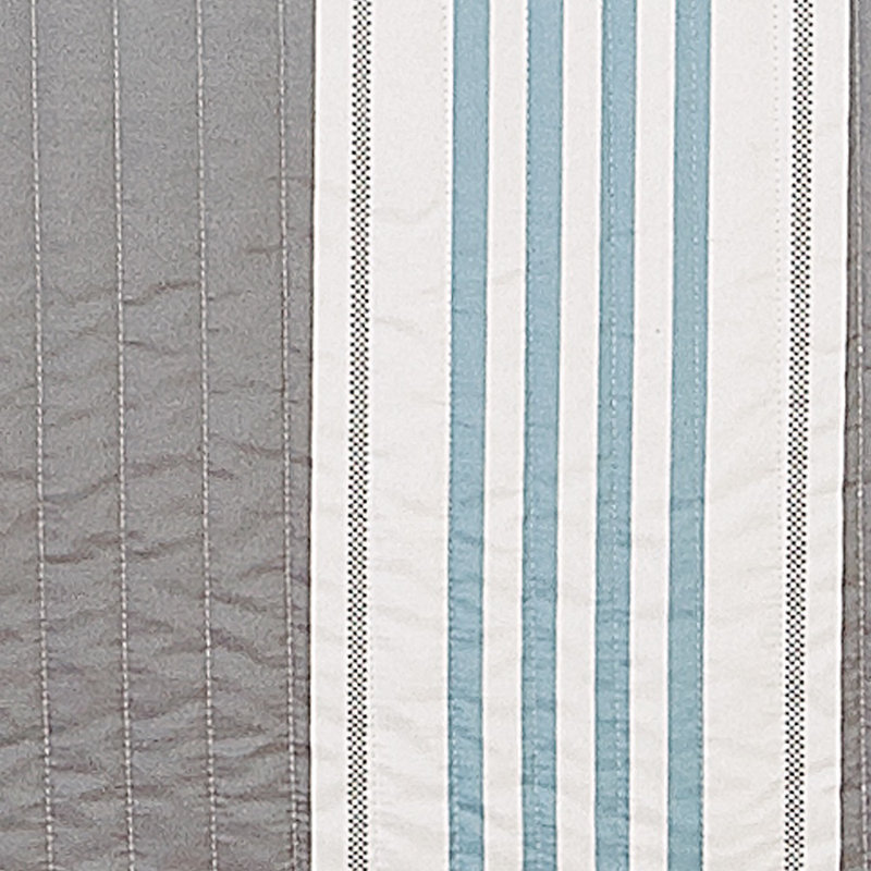 Blue and Gray Coastal Reversible Microfiber Full Quilt Set