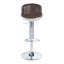 Tabouret de bar pivotant et réglable en cuir brun de 84 cm (33 po), style rétro-industriel, coque en aluminium riveté.