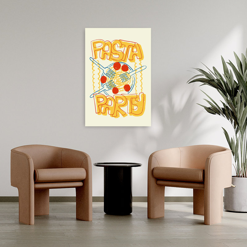 «Fun Pasta Party», art mural rétro rétro, H 36 po x l 24 po