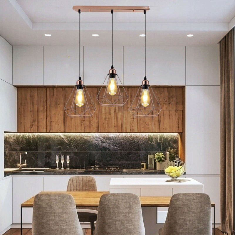 Palombo 3 - Light Rosegold Kitchen Island Pendant, No