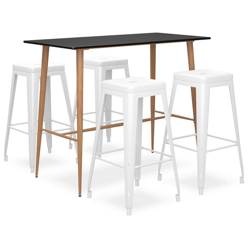 Piatt 4 - Person Dining Set, White/Black