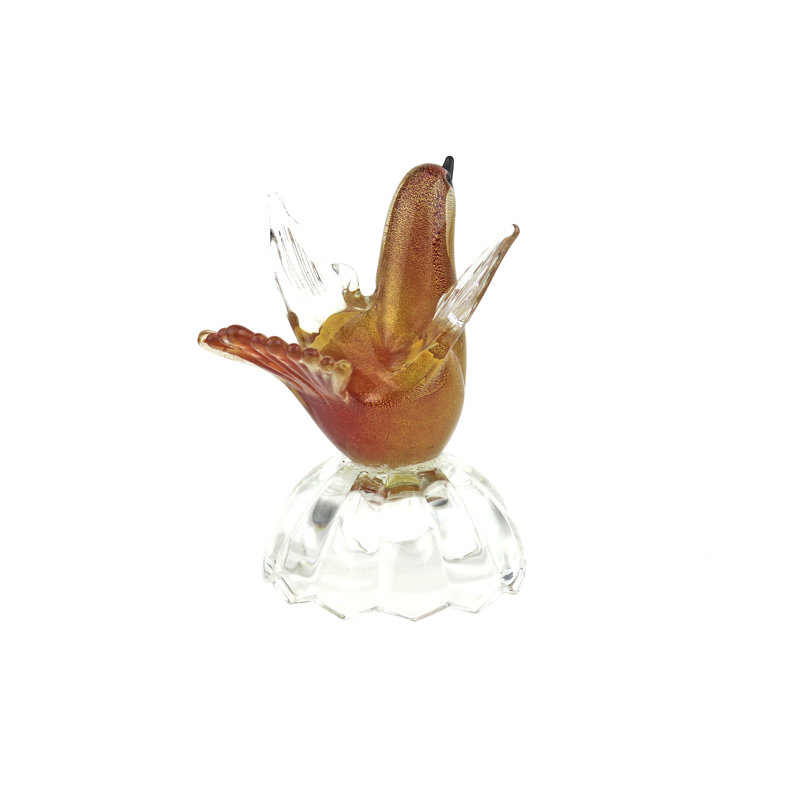 Murano Glass Bird On Clear Base