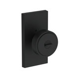 Vashon Keyed Entry Knob with Contemporary 5in Rose in Lifetime (PVD) Satin Brass