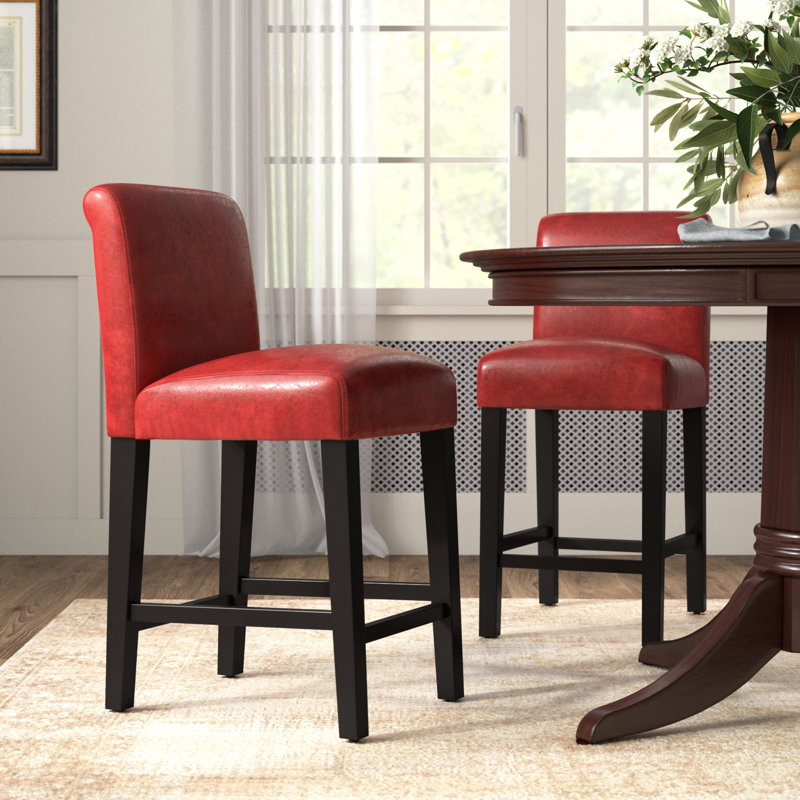 Tabouret de bar et de comptoir Altovise, Rouge chaud, Tabouret de comptoir (siège d'une hauteur de 24,2