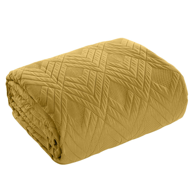 Polyester Geometric Shapes Bedspread, Yellow, W220 x L240cm
