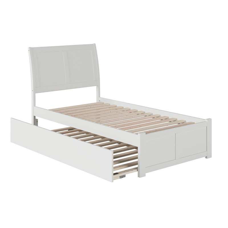 Lit plateforme en bois massif avec pied de lit Lundy, Jumeau, Blanc