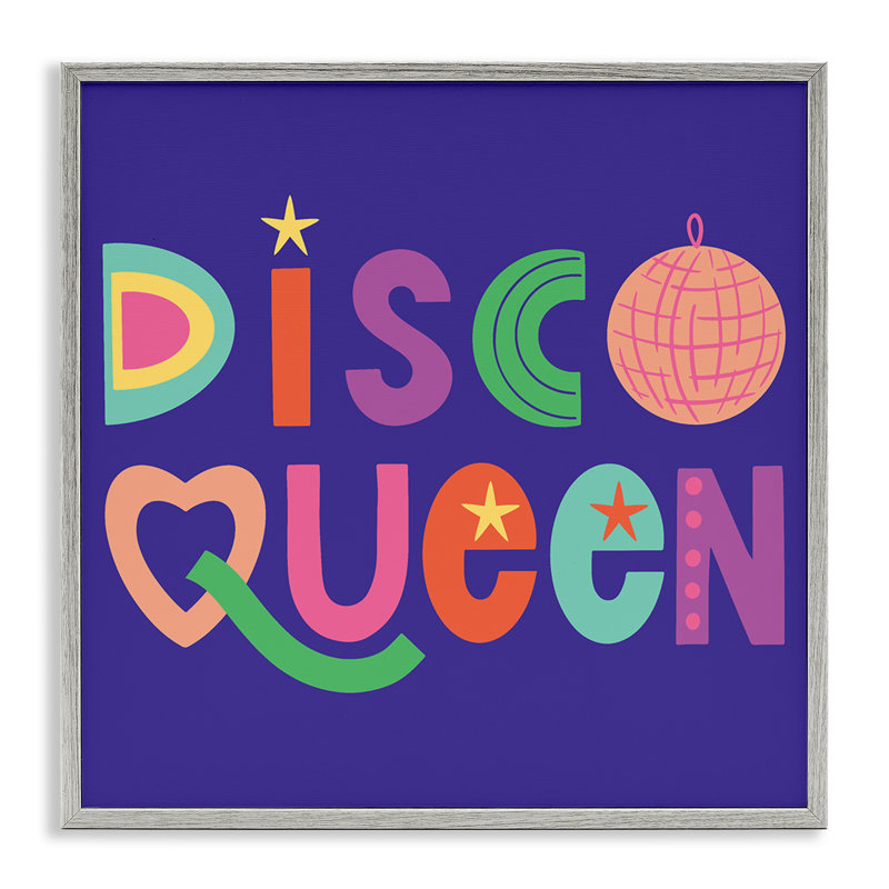 «Disco Queen» avec lettres rétro encadrées, estampe numérique, design par Sazerelli Designs, H 24 po x l 24 po