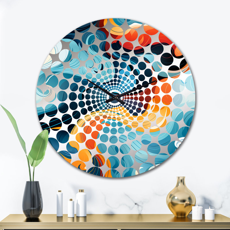 Horloge murale abstraite bleue et orange, Très grand