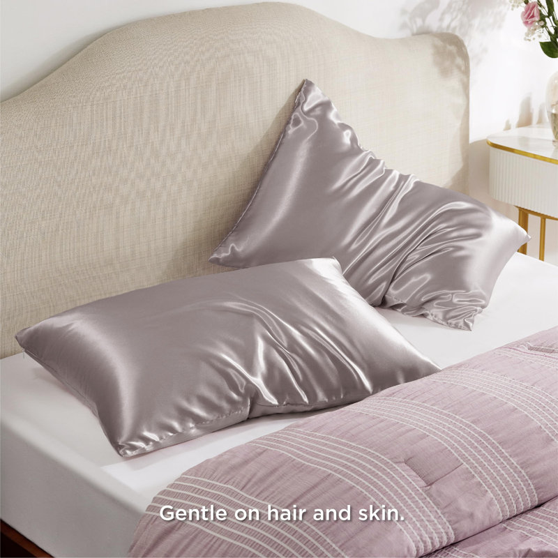 Bedsure Satin Pillow Case 2 Pack, King Pillow Case, Dusty Rose