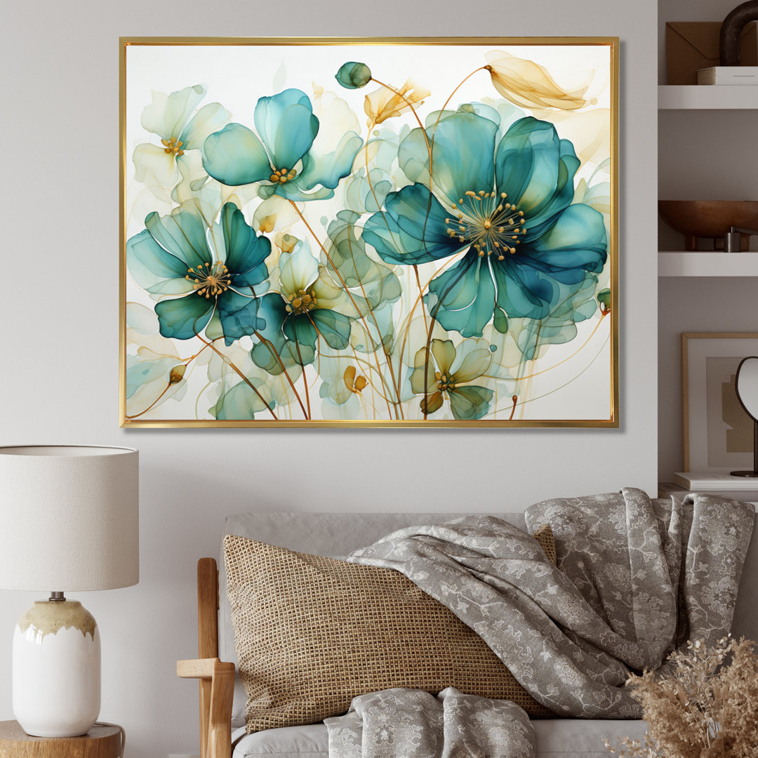 Teal Green Organic Growth - Abstract Botanicals Wall Art Red Barrel Studio® 