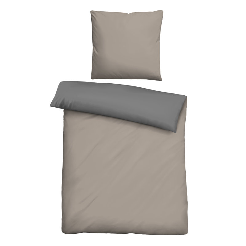 Duvet Cover Set, Double - 2 Pillowcases (80 x 80 cm), Taupe
