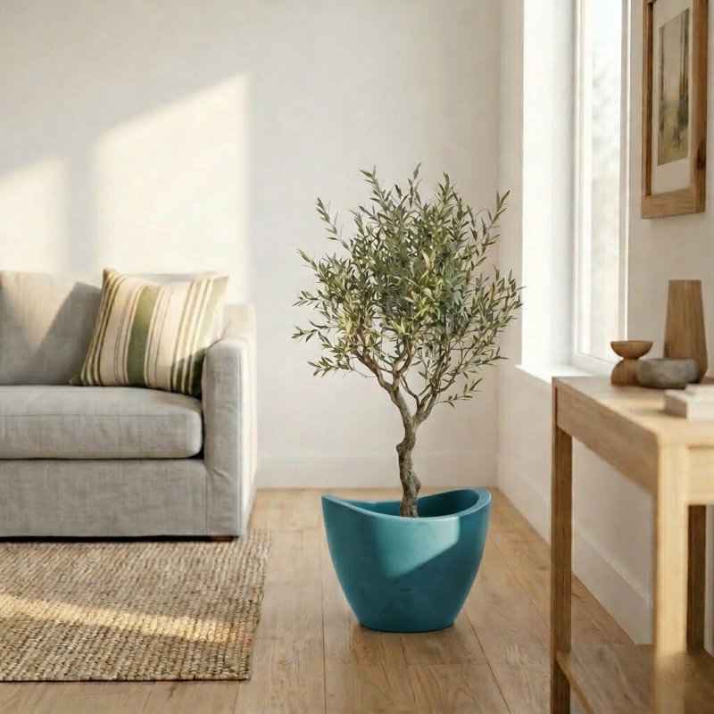 Pot à fleurs rond Vinisha ECOBO EcoFriendly, H 11,8 po x l 15,8 po x P 15,8 po, Bleu