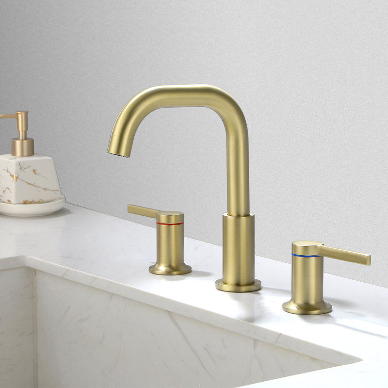 Widespread 2-handle Bathroom Faucet, Brushed Gold