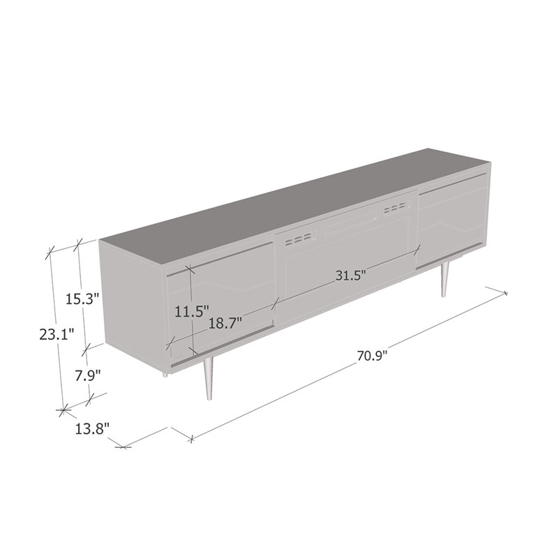 Gangulf 70.9" Modern TV Stand with Electric Fireplace, High Gloss Finish, Wall-Mounted, White