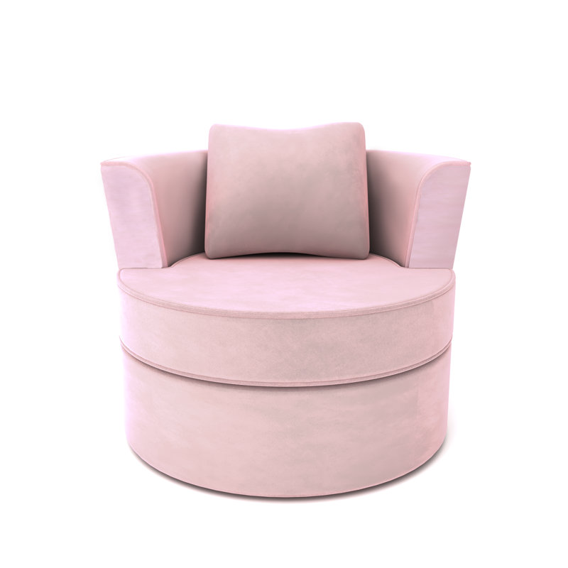 Samuela Velvet Swivel Barrel Chair, Pink Velvet