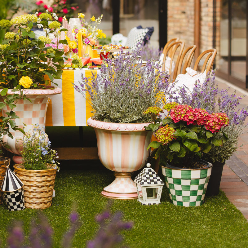 Rosy Stripe Tabletop Urn