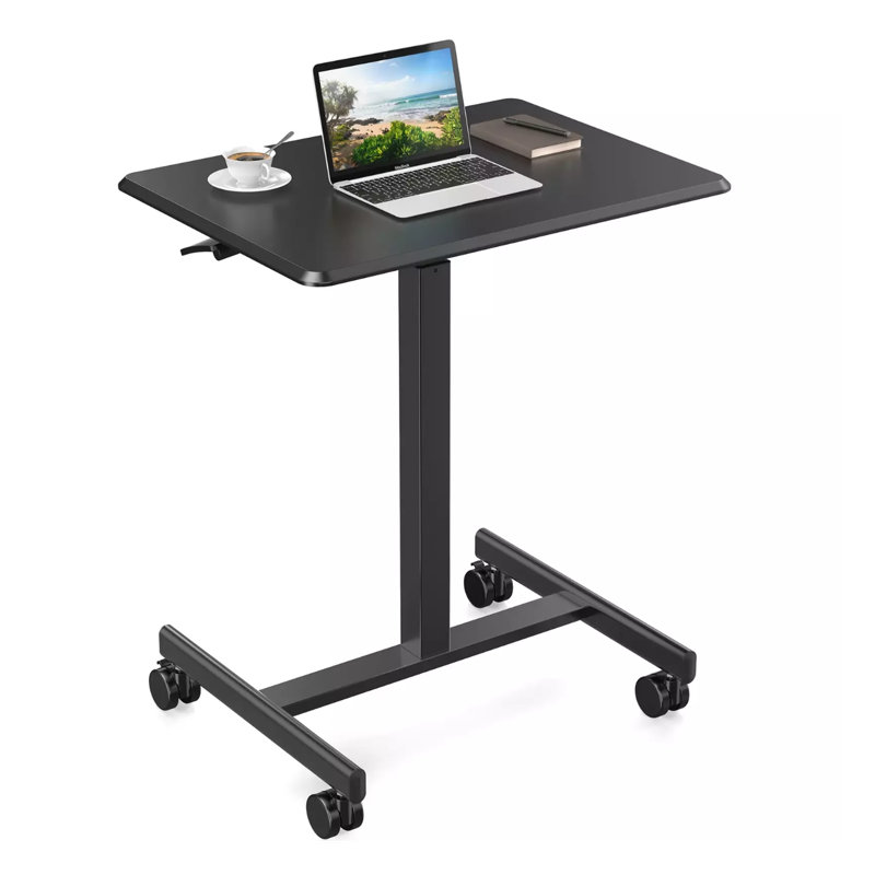 Mobile Standing Desk, Laptop Computer Cart, Height Adjustable Rolling Cart with Wheels, Small Rolling Desk for Home and Office