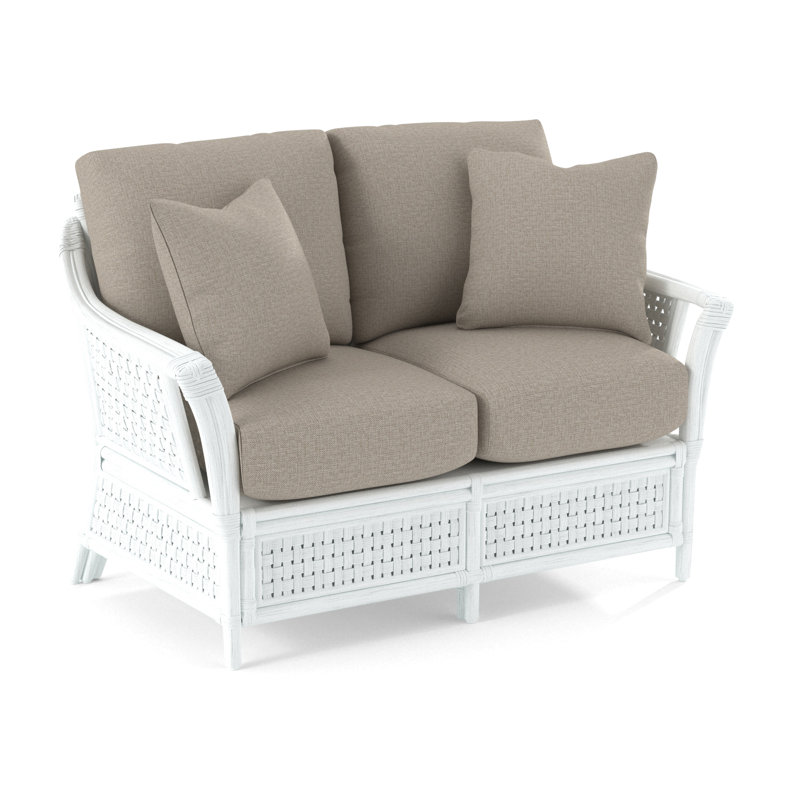 Boca Upholstered 55'' Loveseat, Beige Performance Fabric;, Frost White