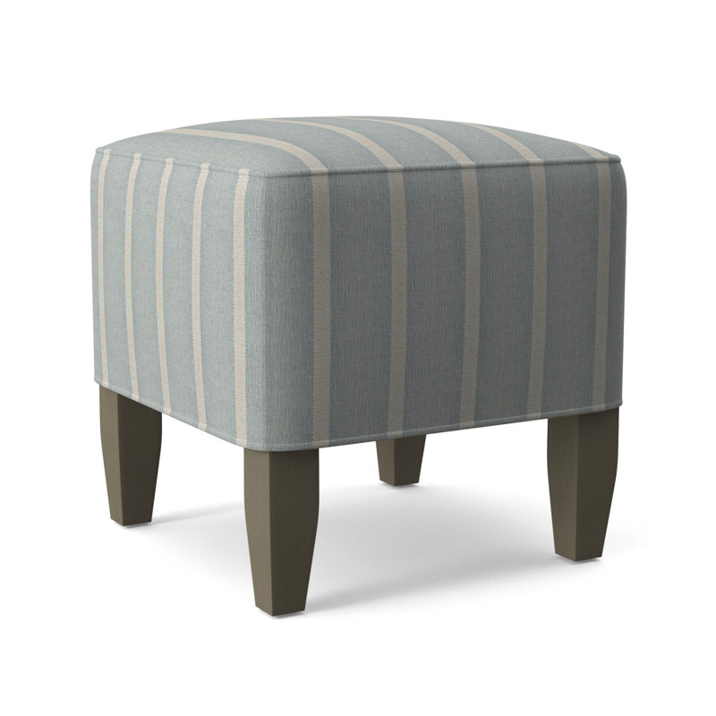 Brooklyn Upholstered Ottoman, Light Blue and White Stripe; 0256-54, Stone Hearth Finish