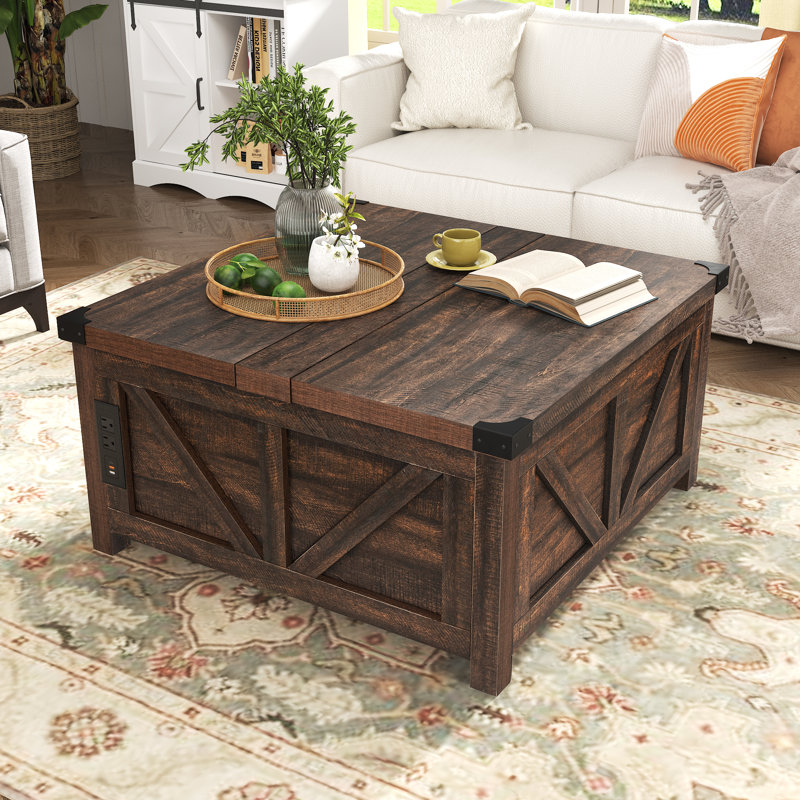 Vardell Single Coffee Table, Brown, 18.5" H x 35.6" W x 35.6" D