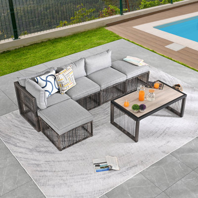 5 - Person Modular Patio Conversation Set with Cushions
