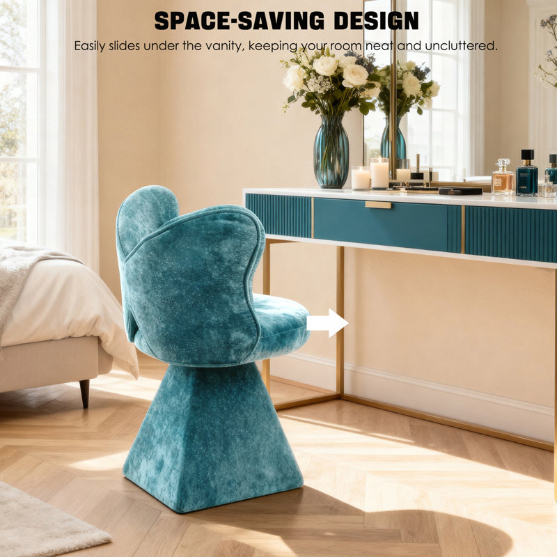 Fauteuil de coiffeuse pivotant avec dossier papillon, Bleu