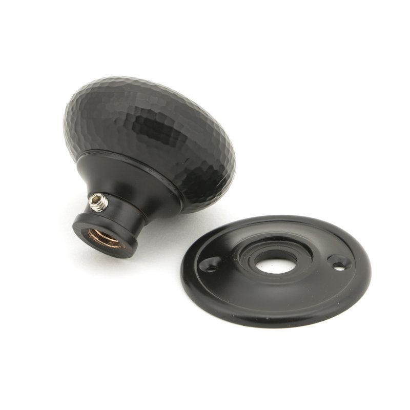 Hammered Mushroom Mortice/Rim Knob Set, Aged Bronze