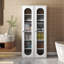 Grande vitrine blanche avec porte vitrée et 6 tablettes pour le rangement du salon