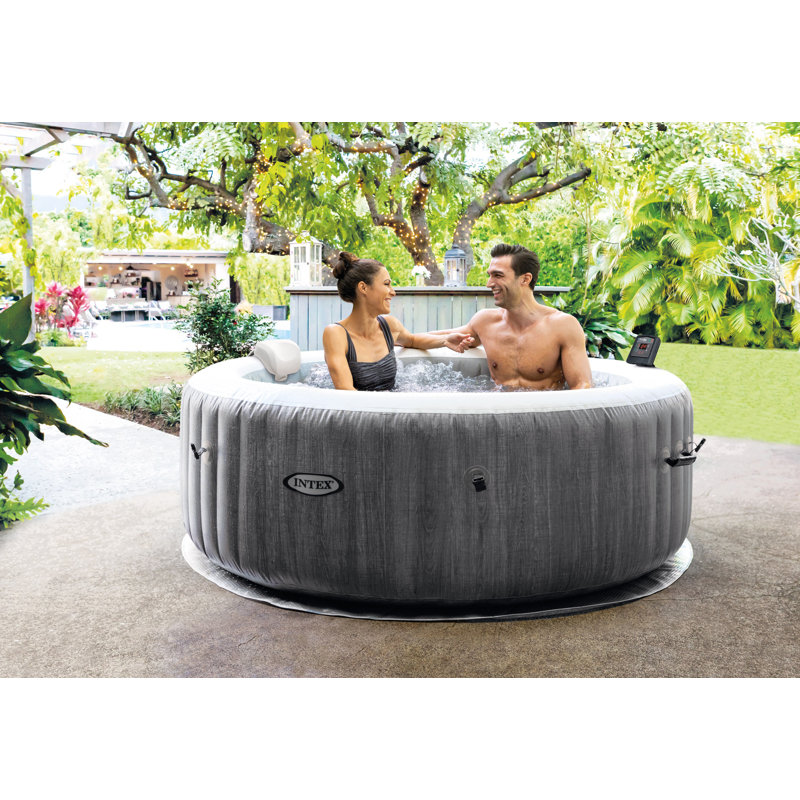 Graywood Deluxe 4-Person Inflatable Hot Tub with LED Light