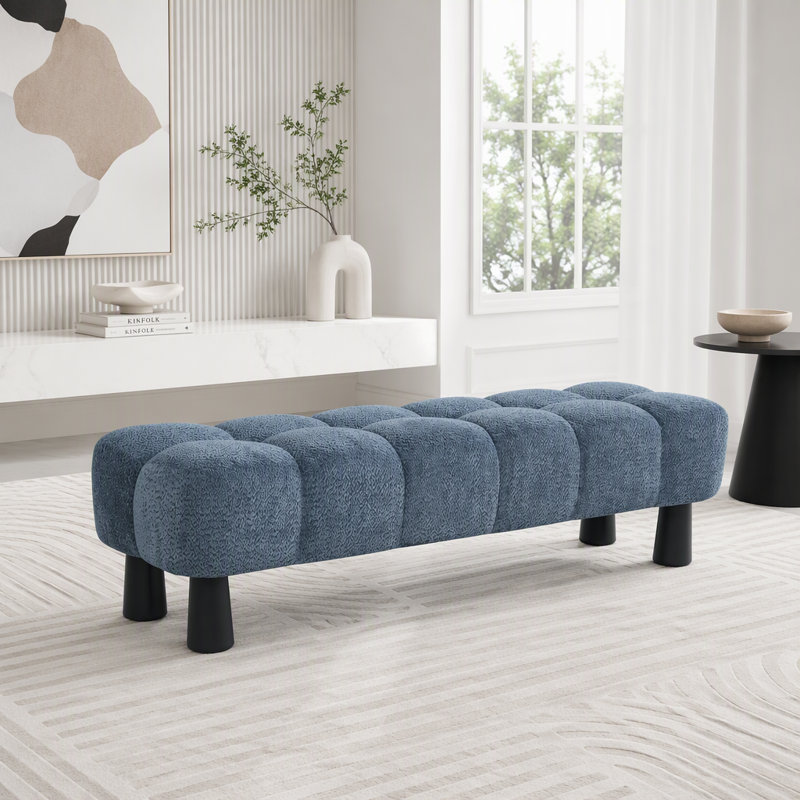 Banc avec repose-pieds 62,6 po, Bleu