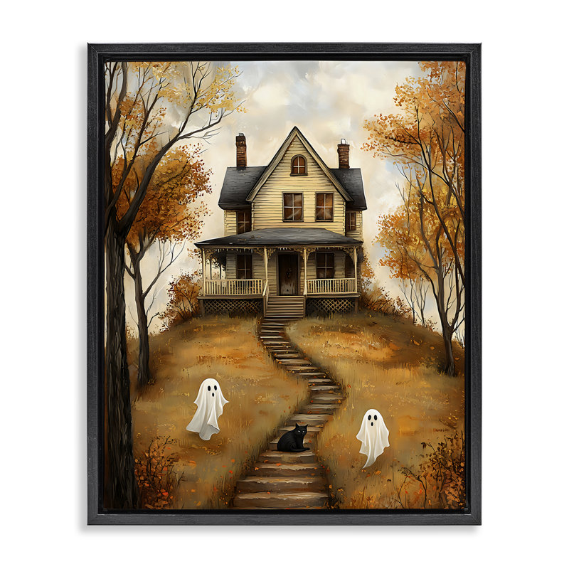 Cadre flottant Cozy Halloween House, design Creative Studio, Cadre flottant noir de jais, H 21 po x l 17 po