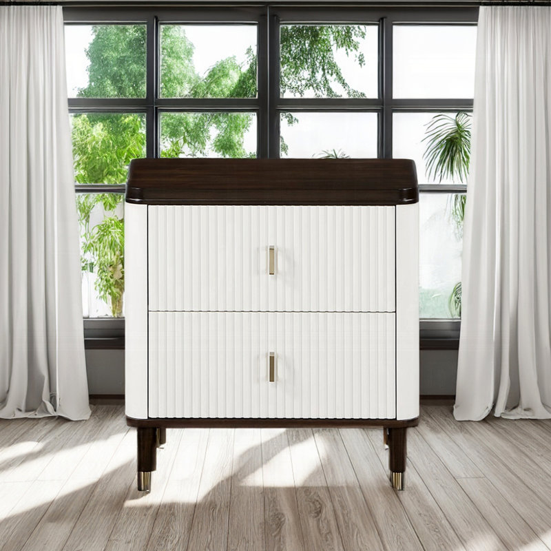 Table de chevet moderne et fonctionnelle à 2 tiroirs avec port USB, mobilier de chambre en bois durable pour un espace détendu et organisé