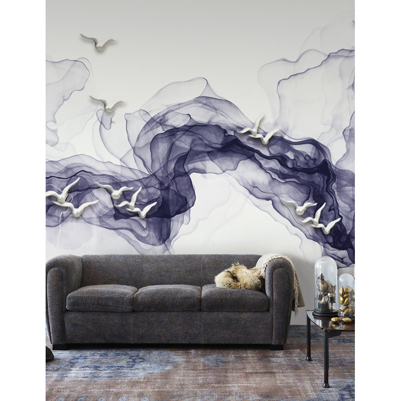 Papier peint abstrait en textile amovible smokes, L 49 po x l 75 po