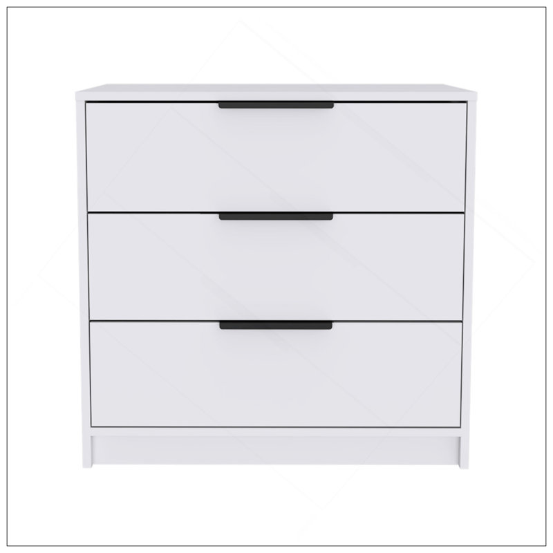 Commode H 27 po, commode 3 tiroirs, plateau, blanc, Blanc