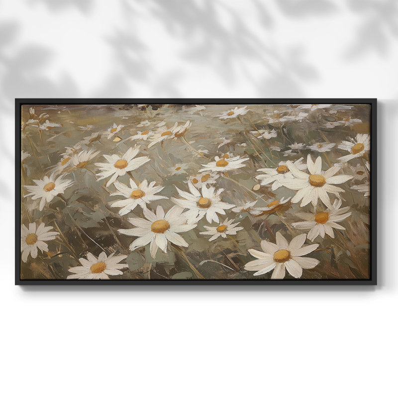 Botanical Series-CL XXV- Toile tendue avec châssis tendue, prête à être accrochée, H 25 po x l 49 po, Noir