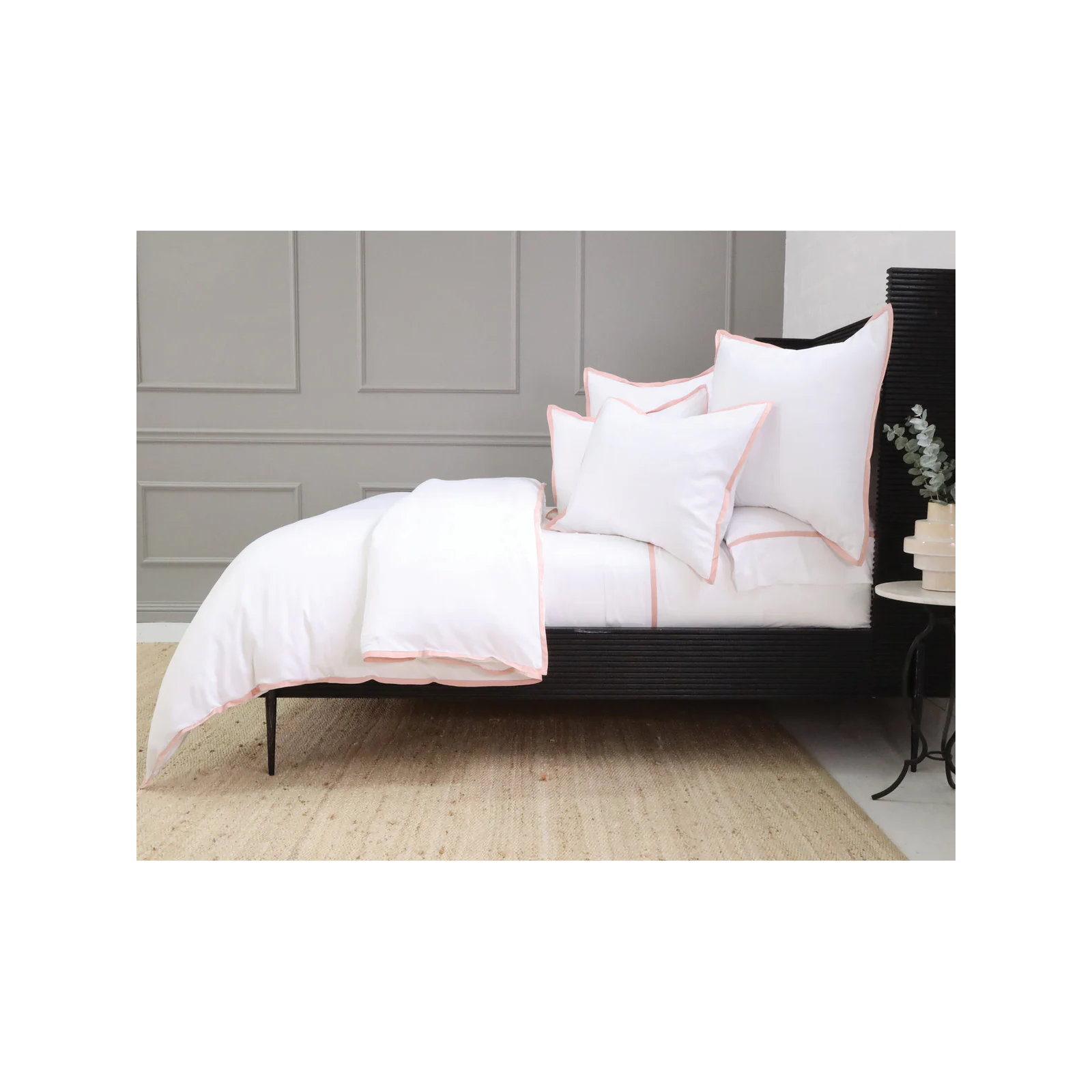 Langston Sateen Pillow Sham, White/Pink