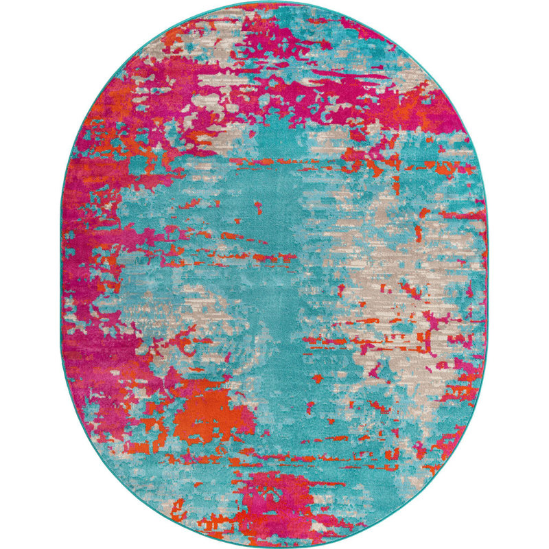 Abstract Indoor Rug, Oval 7'10" x 10'