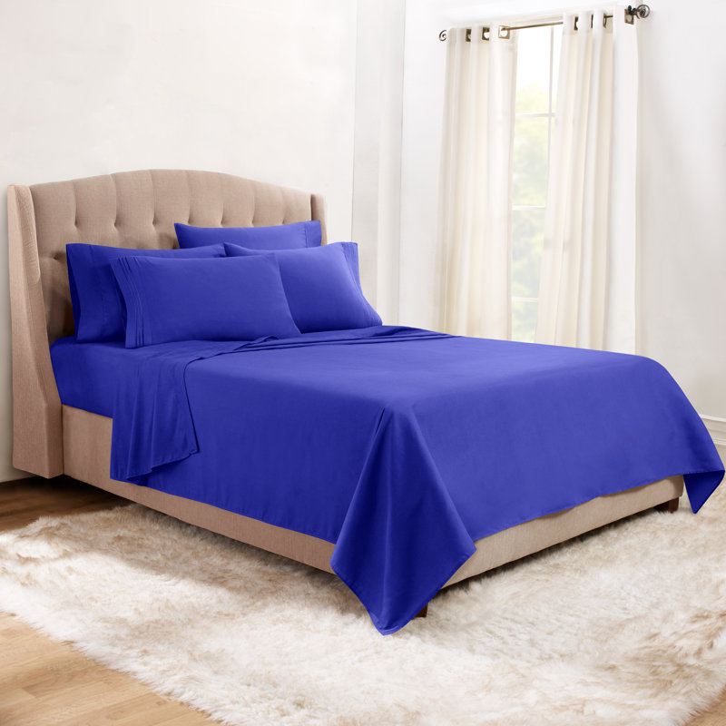 Microfiber Sheet Set, Twin Sheet Set + 1 Fitted Sheet + 3 Pillowcases, Royal Blue