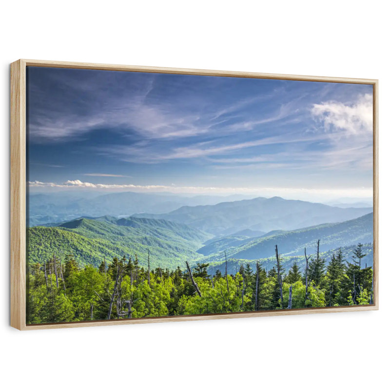 Clingmans Dome, paysage de montagne, Cadre flottant en bois naturel, 37 po x 25 po