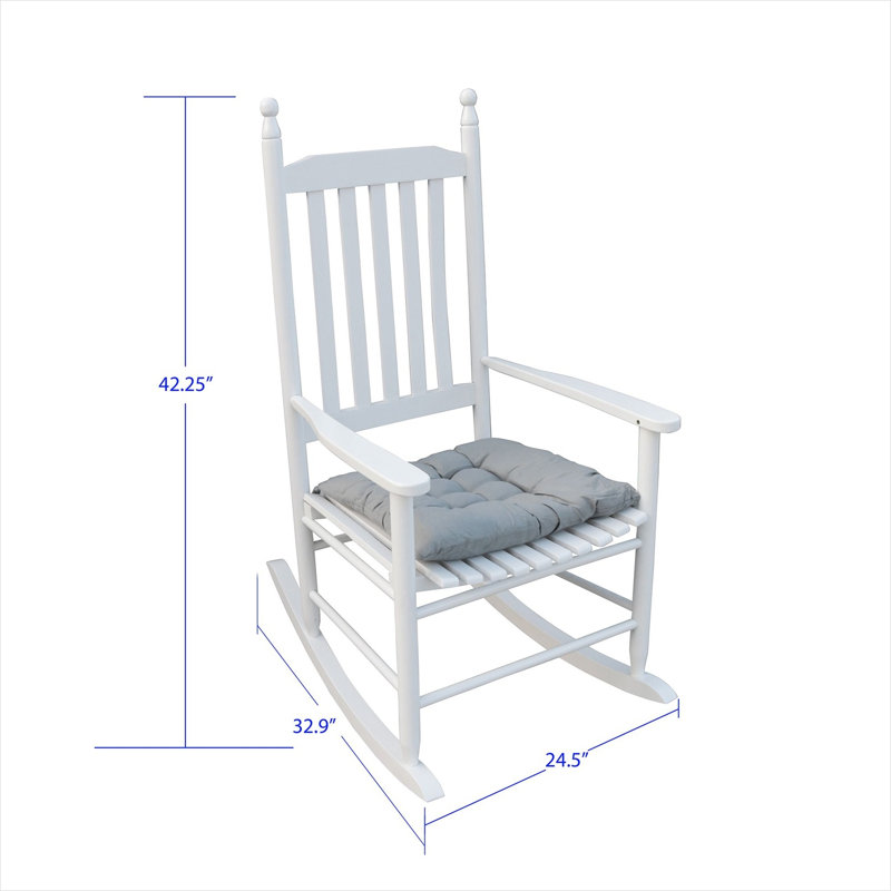 Chaise berçante en bois blanc facile à assembler avec dossier à lattes pour balcon et salon