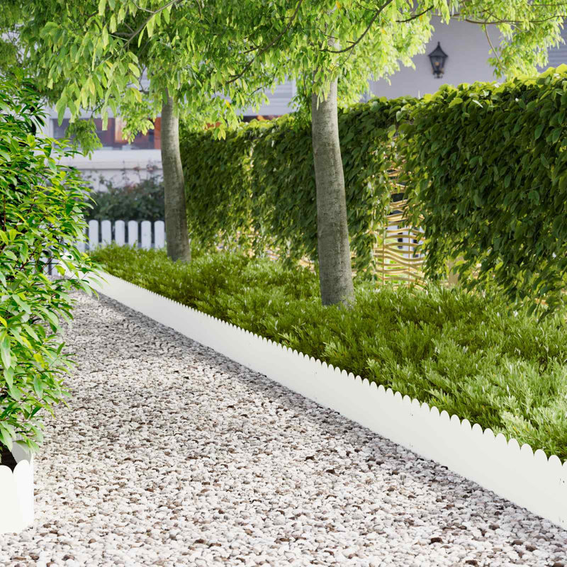 103 cm W Steel Lawn Edging Fencing, 5.9" H x 40.7" W, White