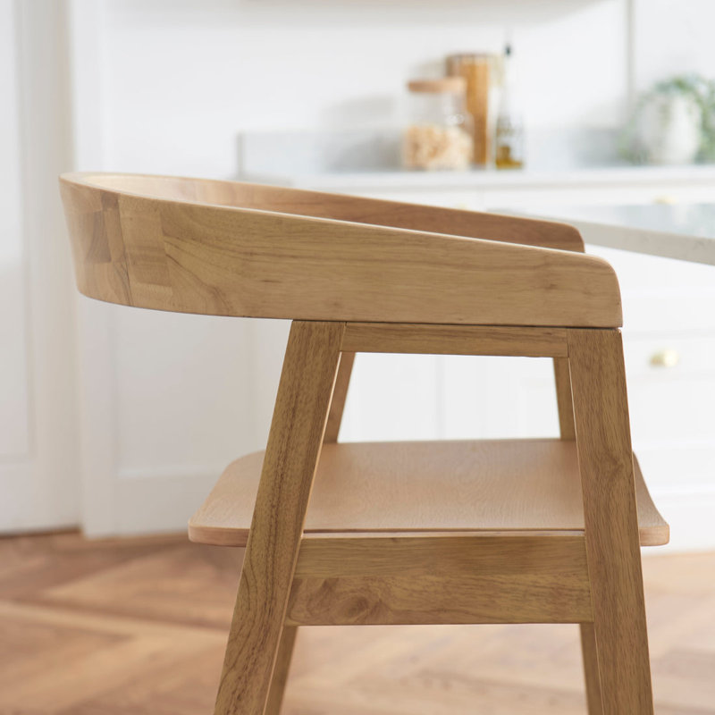 Counter Stool with Solid Wood Frame, Beige